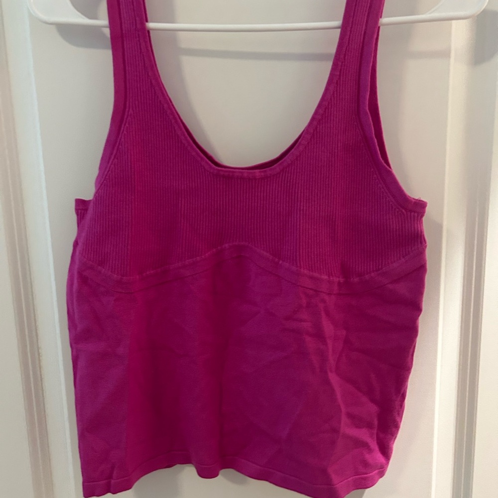 525 America Fuchsia Ribbed Knit Top